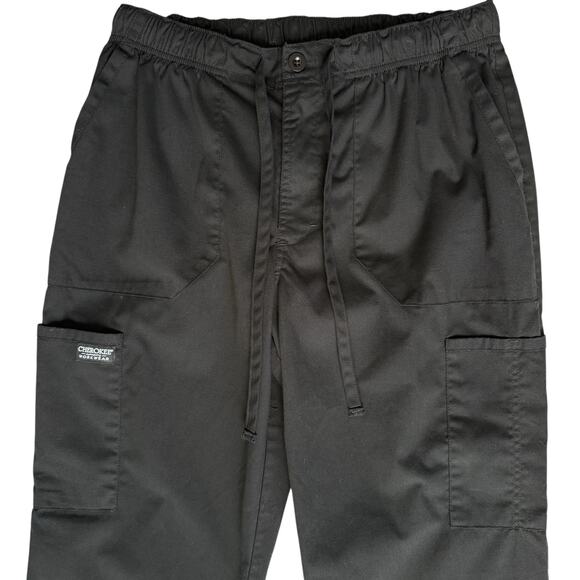 Cherokee Cargo Scrub Pants Sz M Black Medical Clinic Hospital Lab Uniform WW190 - Picture 3 of 11